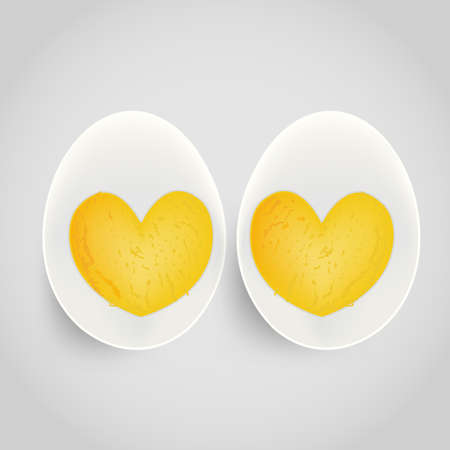 boiled egg with yolk in heart shapeのイラスト素材