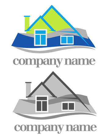 color and monochrome versions of house symbolのイラスト素材