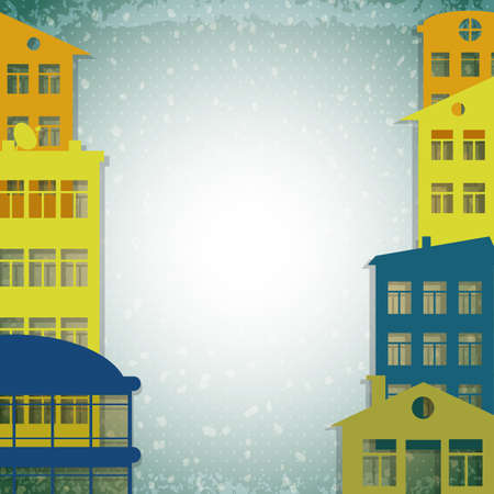 apartmert houses on vintage backgroundのイラスト素材