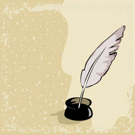 feather pen on vintage backgroundのイラスト素材