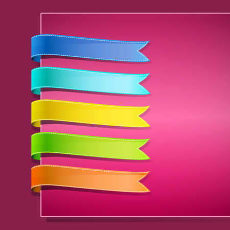 set of ribbons on pink backgroundのイラスト素材