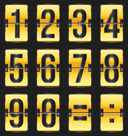 golden timetable numbers on blackのイラスト素材