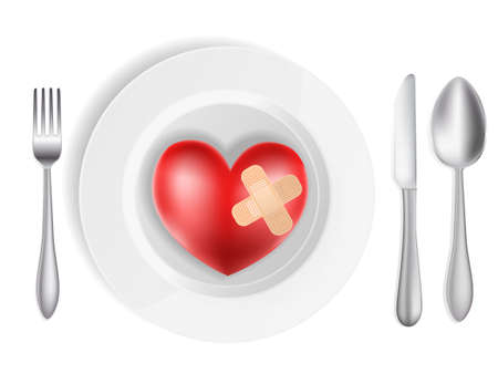 concept with plate, fork, knife and heartのイラスト素材