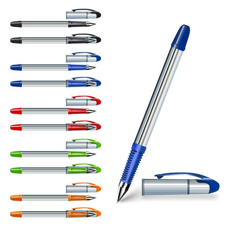 writing pen with color variationsのイラスト素材