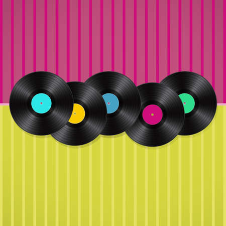 musical retro background with vinylsのイラスト素材
