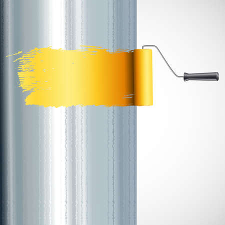 roller brush painting on metallic surfaceのイラスト素材