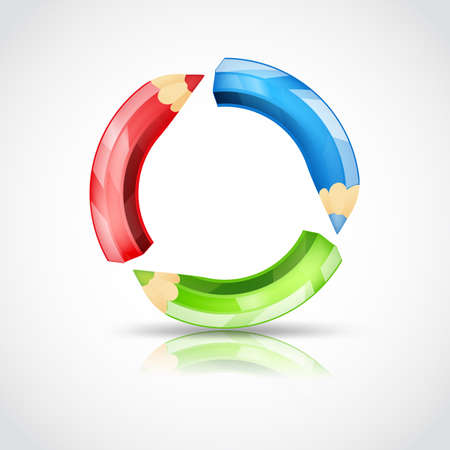 art symbol with color pencils in a circular flowのイラスト素材