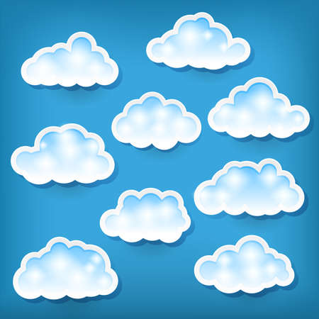 set of clouds on blueのイラスト素材