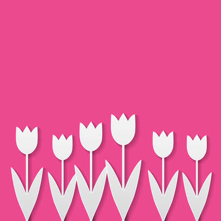 paper tulips on pink backgorundのイラスト素材