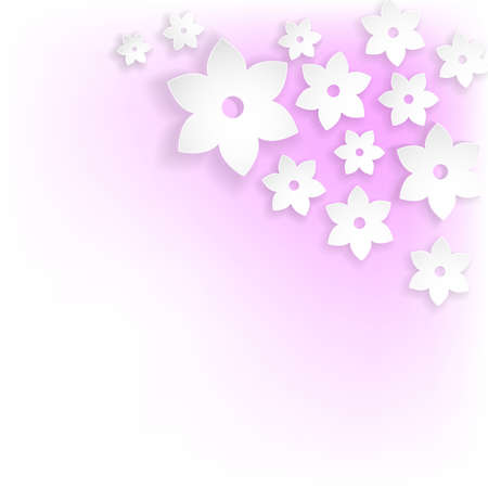 abstract white flowers with shadows on pinkのイラスト素材