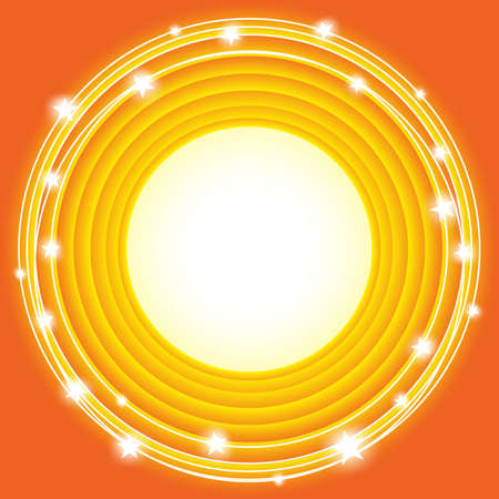 orange background with circles and starsのイラスト素材