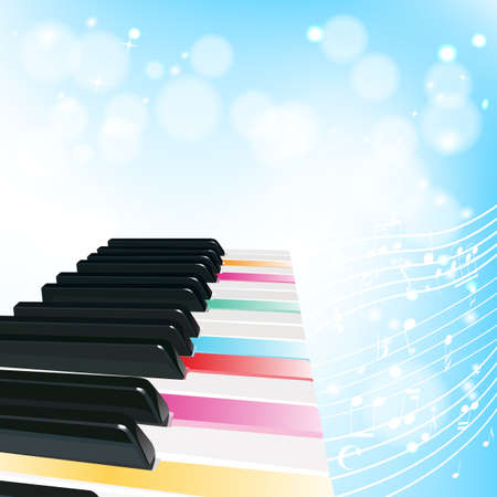 piano background with notes and color keysのイラスト素材