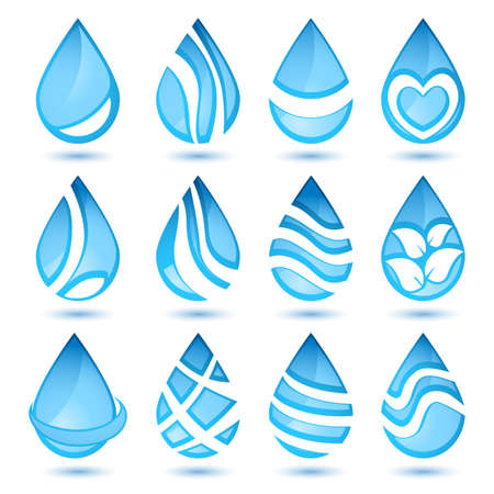 set of water symbols on whiteのイラスト素材