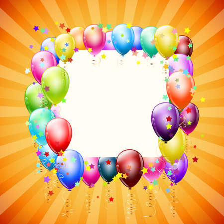 frame with balloons and stars on retro backgroundのイラスト素材