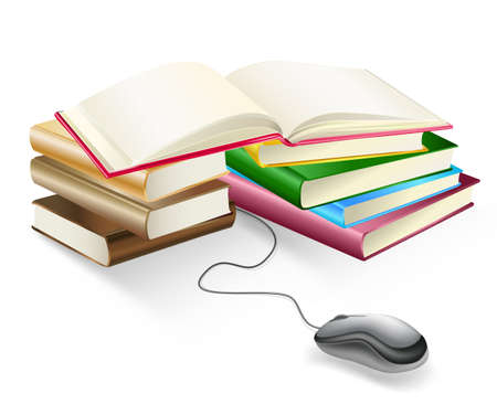 books and mouse e-learning  のイラスト素材