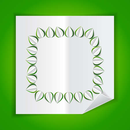  frame with leaves made of cutout paperのイラスト素材