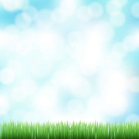 spring bokeh background with green grassのイラスト素材