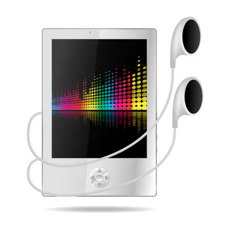 mp3 player with musical background on screenのイラスト素材