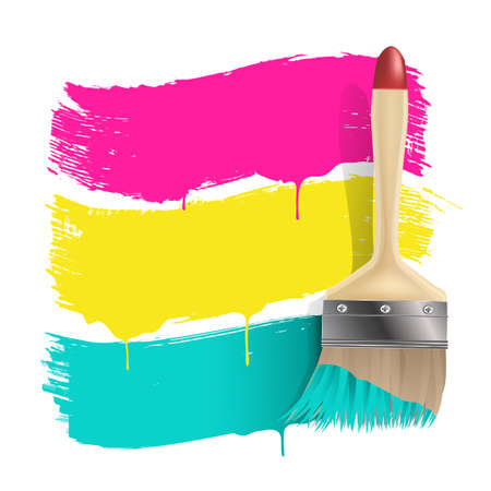 paint brush with color bannersのイラスト素材