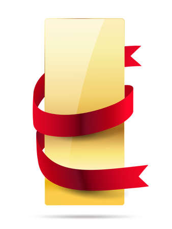 vertical shiny golden card with red ribbon のイラスト素材