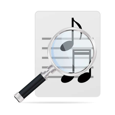 magnifying glass and musical notesのイラスト素材