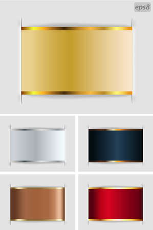 set of metallic labels on greyのイラスト素材
