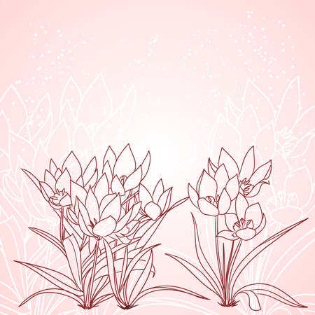 outline floral background with decorative tulips のイラスト素材