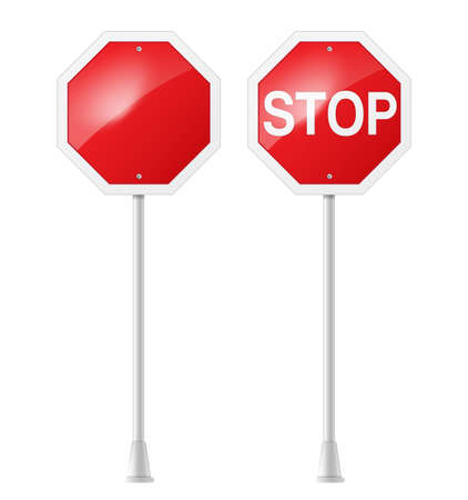 stop road sign with supportのイラスト素材