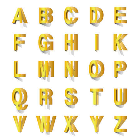 golden abc cut out of paperのイラスト素材