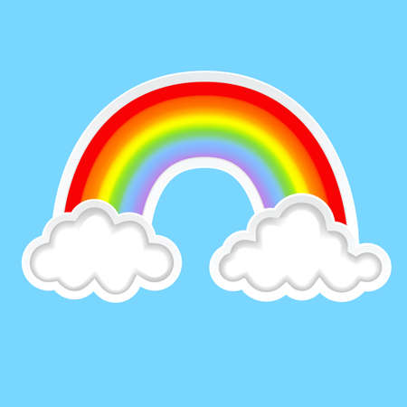 background with clouds and rainbowのイラスト素材