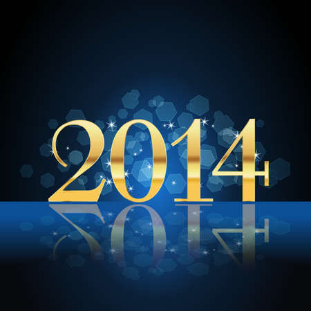 2014 year card gold on blueのイラスト素材
