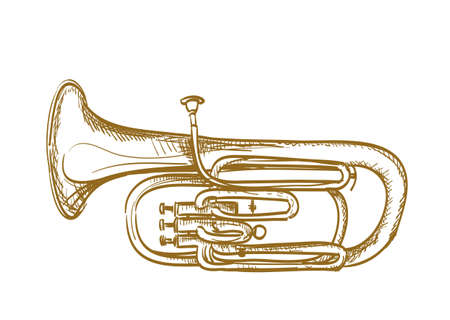 hand drawn baritone horn のイラスト素材