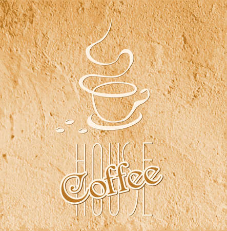 coffee house symbol on grunge backgroundのイラスト素材