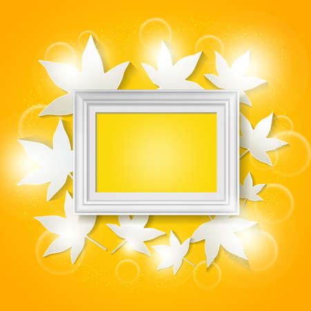 photo frame with abstract autumn leaves backgroundのイラスト素材