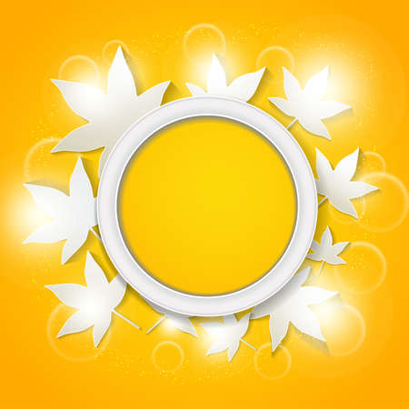 round frame with abstract autumn leaves backgroundのイラスト素材
