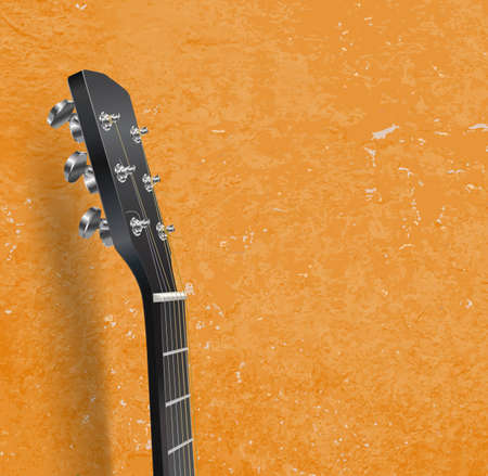 guitar neck on grunge backgroundのイラスト素材