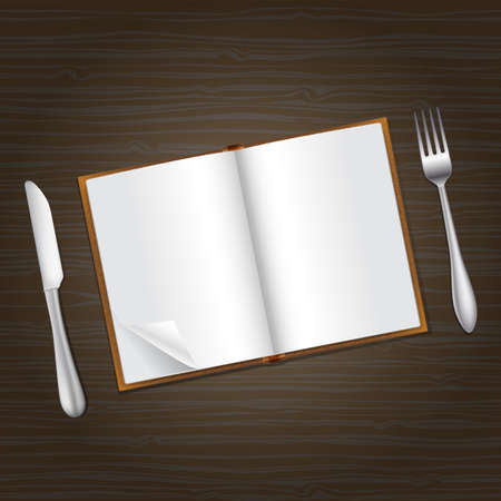 reading and food concept on wooden backgroundのイラスト素材