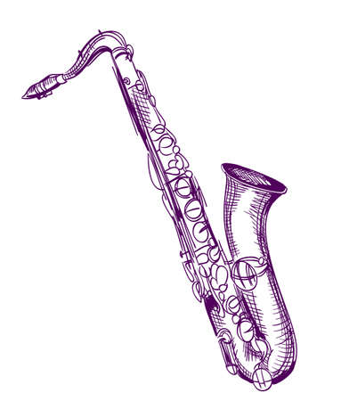 hand drawn classical alto saxophoneのイラスト素材