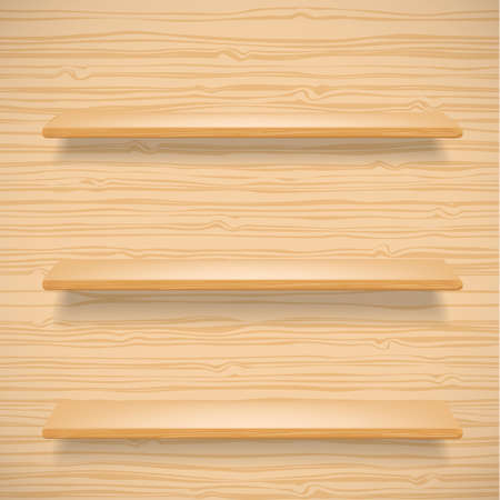 wooden shelves on wooden backgroundのイラスト素材