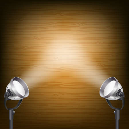 retro wooden background with spot lightsのイラスト素材