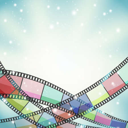 background with color filmstrip and starsのイラスト素材