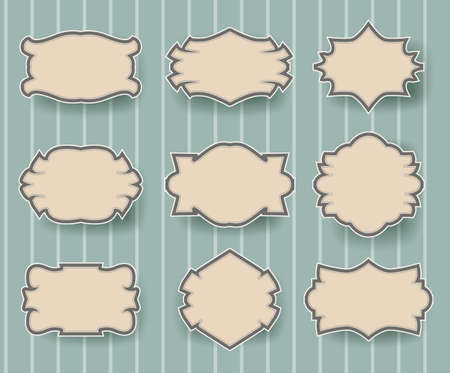 set of vintage frames on retro striped backgroundのイラスト素材