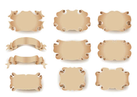 set of vintage frames with scrollsのイラスト素材