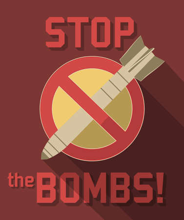 retro anti-war stop bombs symbolのイラスト素材