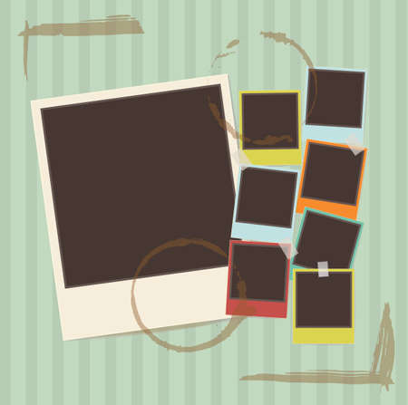 photo frames on green retro backgroundのイラスト素材