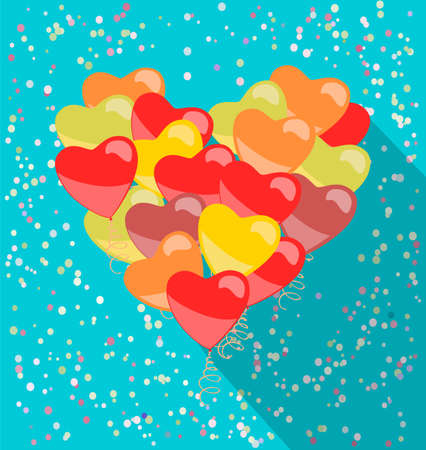 heart made of balloons in retro styleのイラスト素材