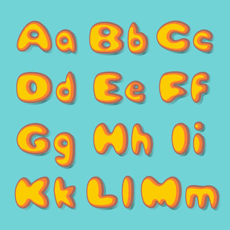 abc  fat  set in retro styleのイラスト素材