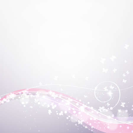 soft background with waves,lights and butterfliesのイラスト素材