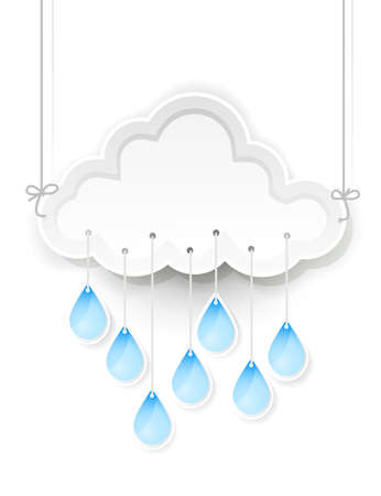 white cloud and hanging rain dropsのイラスト素材