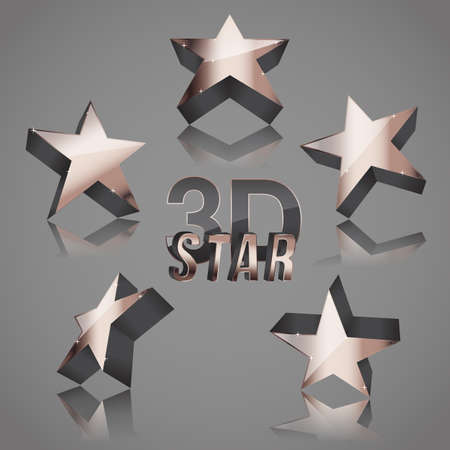 3d copper dark star setのイラスト素材